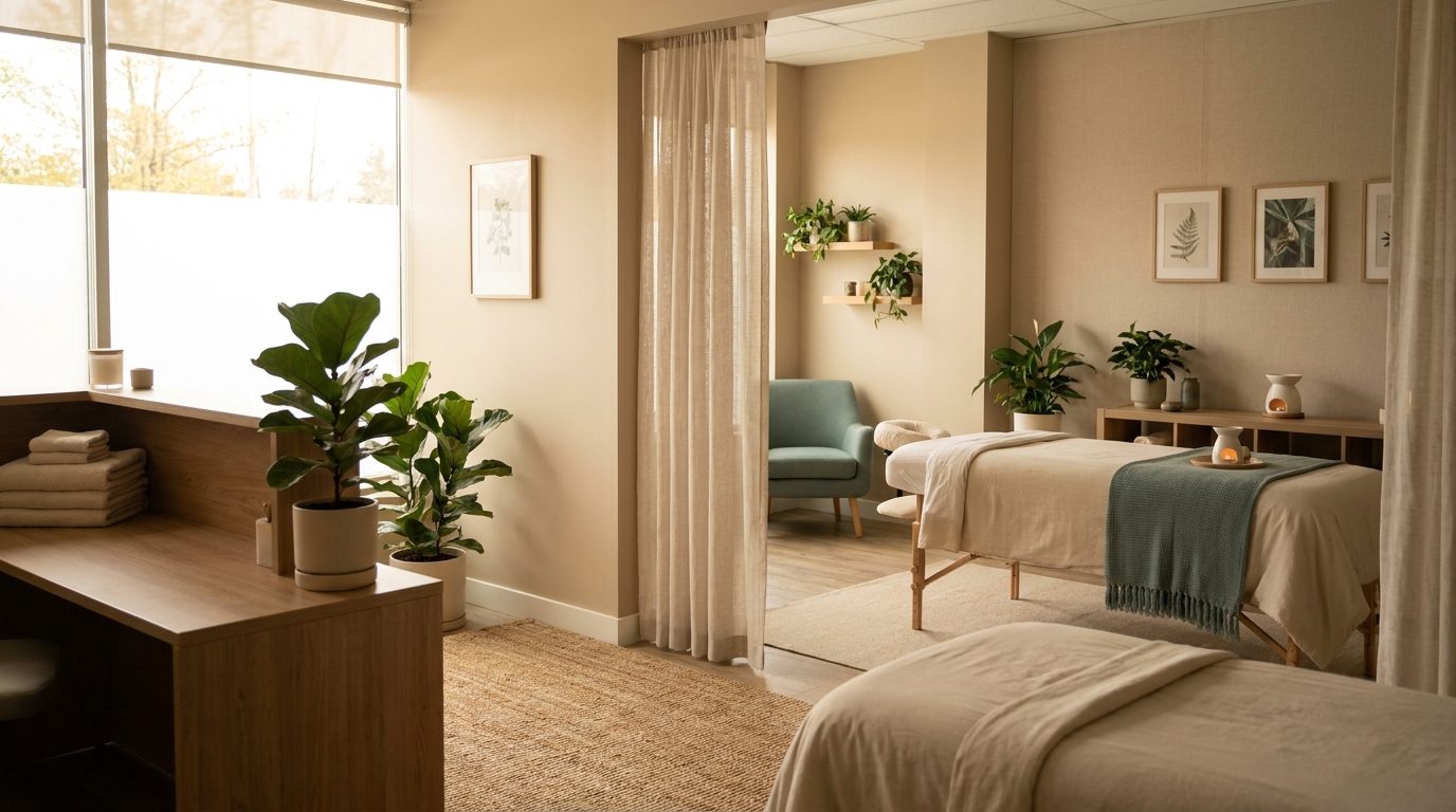 Interior of the Nova Restore Wellness massage clinic in Burnaby