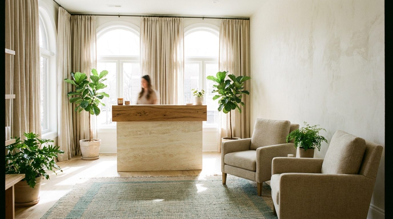 Reception and entrance of the Metrotown massage clinic