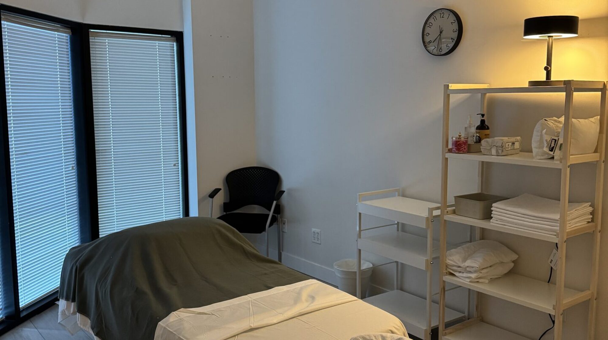 Private registered massage therapy treatment room at Nova Restore Wellness in Metrotown, Burnaby